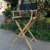 Solid Wood Portable Director's Chair with Canvas Seat for Outdoor, Makeup, or Display