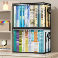 Foldable Transparent Book Storage Box for Students and Home Use, Dustproof and Waterproof