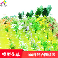 100-Piece Miniature Artificial Flower & Grass Model Set for Micro Landscape Decor