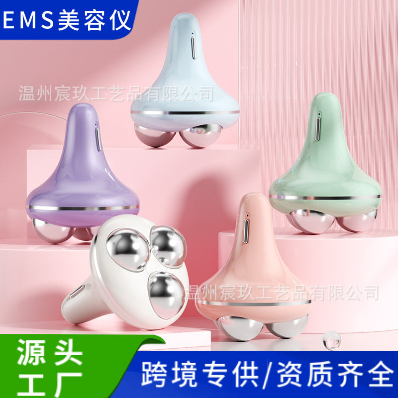 Triple-Head Microcurrent Facial Massager with EMS, Rechargeable Portable Beauty Device for Home Use