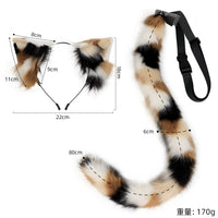 Plush Calico Cat Ear Headband and Tail Set for Cosplay