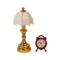 Dollhouse Miniature French Style Table Lamp & Alarm Clock Set for OB11 Scenes