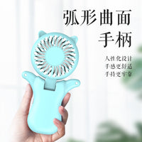 Portable USB Rechargeable Neck Fan with Foldable Stand for Desk and Outdoor Use