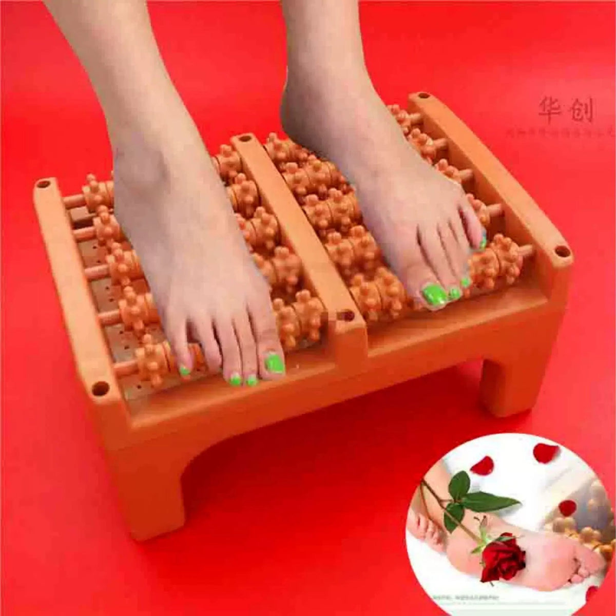 Foot Massager Roller for Acupressure and Relaxation, Wooden Foot Massage Tool