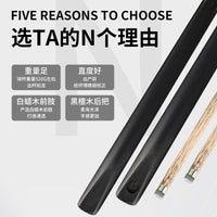 Ebony Wood Billiard Cue Stick for Pool and Snooker, One-Piece Design