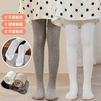 Girls' Combed Cotton Footed Tights for Autumn/Winter - Fleece Lined Warm Leggings