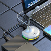 RGB USB Microphone with 3-Port Hub for Gaming and Live Streaming