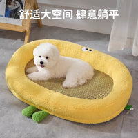 Pet Cooling Mat for Dogs and Cats, Summer Breathable Rattan Sleeping Pad, All Seasons