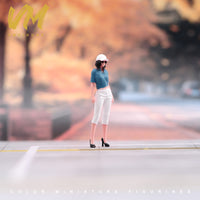 VM 1/64 1/24 Fashion Woman with Hat Miniature Figure Model Hand-Painted Scene Ornament