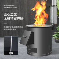 Portable Wood-Burning Stove with Large Pot Cooktop for Outdoor Heating and Cooking
