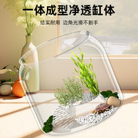 Round Transparent Mini Fish Tank for Desktop, Small Goldfish and Turtle Aquarium