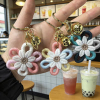 Bohemian Daisy Woven Keychain Bag Charm