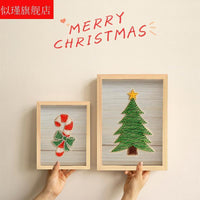 DIY Christmas String Art Kit with Frame, Hammer, and Lights - Handmade Nail and Thread Craft for Kids and Adults