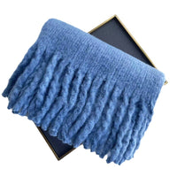 Chunky Braided Tassel Scarf for Winter, Korean Style Solid Color Warm Long Scarf