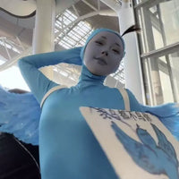 Abstract Blue Bird Mascot Costume with Wings for Cosplay and Prank