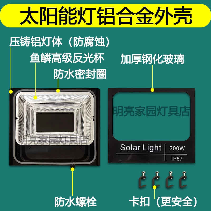 Solar Flood Light Housing Kit with Tempered Glass and Controller for Outdoor Lighting