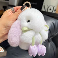 Cute Faux Rabbit Fur Bunny Keychain Plush Mini Doll Backpack Ornament Gift