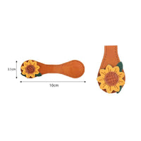 Magnetic Leather Bookmark with Embroidered Floral Design