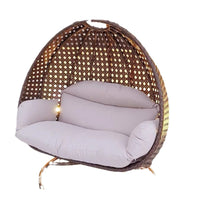 Indoor Outdoor Wicker Egg Chair Swing with Stand and Cushion for Patio Garden Balcony