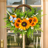 Sunflower Greenery Wreath for Front Door Decor