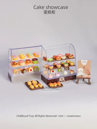 Miniature Cake Shop Display Cabinet Play Food Set for Kids
