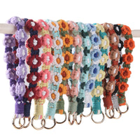 INS Style Daisy Flower Woven Phone Charm Lanyard Keychain Bag Pendant for Women