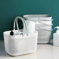 Portable Thickened Plastic Storage Basket for Bathroom and Home