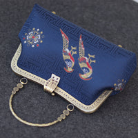New Chinese Style Embroidered Bird Kiss-Lock Handbag for Women, Vintage Versatile Shoulder Bag, Gift for Mom