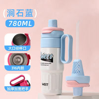 Large Capacity Insulated Water Bottle with Dual-Drink Lid and Scale Markings, Portable for Office and Car Use
