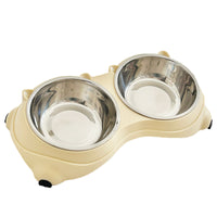 Non-Slip Stainless Steel Double Pet Bowl for Cats and Dogs, Food and Water Feeder
