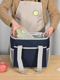 Portable Insulated Lunch Bag with Shoulder Strap for Outdoor Picnic and Food Delivery