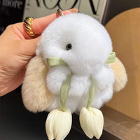 Cute Faux Rabbit Fur Bunny Keychain Plush Mini Doll Backpack Ornament Gift