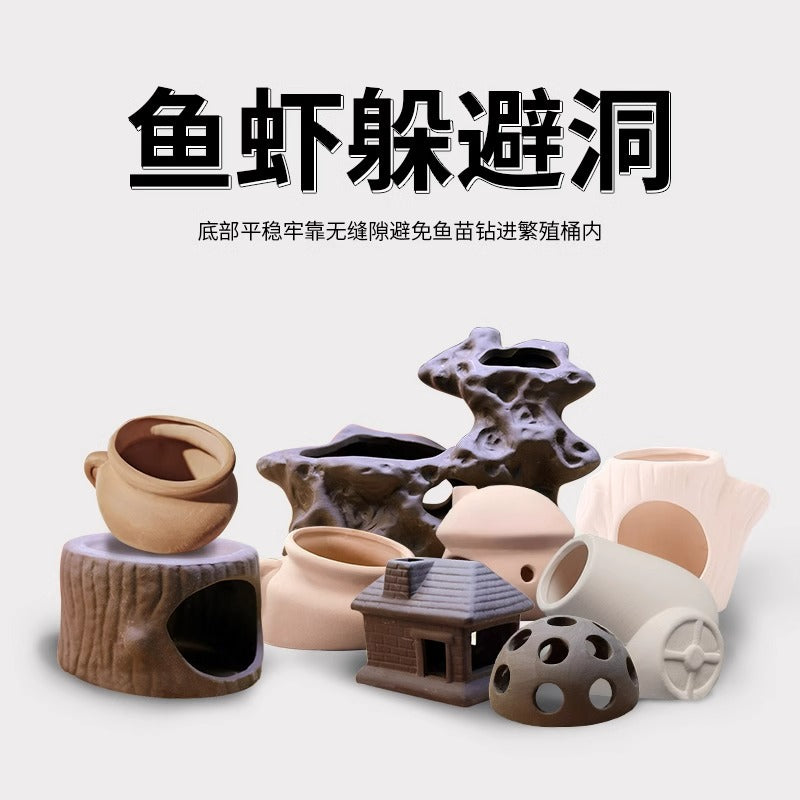 Ceramic Aquarium Hideaway Decor for Fish and Shrimp Breeding