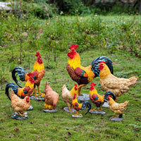 Outdoor Rooster and Hen Garden Statues Realistic Animal Figurines for Yard and Lawn Decor