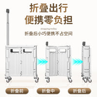 Portable Folding Shopping Cart with Wheels, Collapsible Utility Wagon for Groceries, Camping, and Outdoor Storage