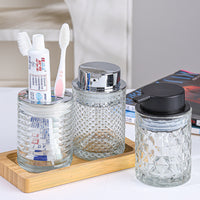 Luxury Glass Bathroom Dispenser & Tumbler Set with Toothbrush Holder