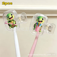 Cartoon Turtle Toothbrush Holder Travel Case with Dustproof Cover
