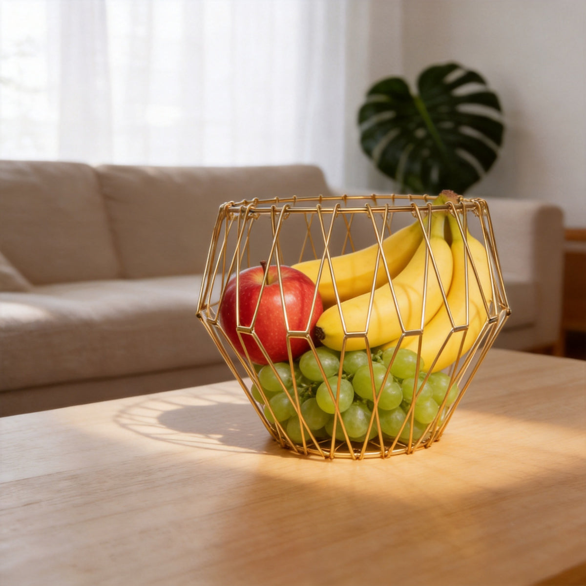 Creative Geometric Metal Fruit Basket Foldable Nordic Style Iron Wire Storage Bowl