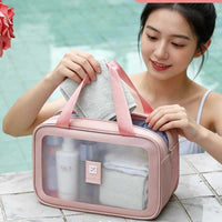 Portable Waterproof Travel Toiletry Bag for Women, Large Capacity Double-Layer Wet and Dry Separation Cosmetic Organizer