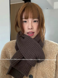 Knitted Scarf for Women, Solid Color, Warm and Thick Neck Warmer