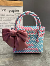 Handwoven Plastic Tote Bag Beach Shoulder Bag for Women