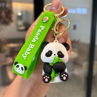 Cartoon Panda Keychain with Bamboo, Couple's Coin Purse Pendant, Festival Gift