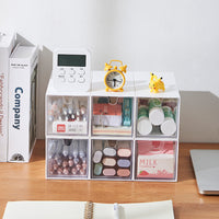 Stackable Clear Plastic Desk Organizer with Drawers for Stationery, Cosmetics, and Small Items