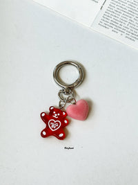 Acrylic Bear & Heart Charm Keychain for Phones & Bags