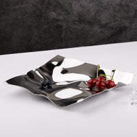 European Style Irregular Stainless Steel Fruit Plate for Living Room Coffee Table Decor