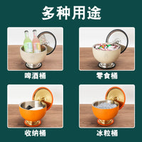 Double-Layer Stainless Steel Ice Bucket with Tongs for Bar, Home, and Commercial Use