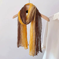 2025 New Cotton Linen Scarf for Women, Vintage Gradient Long Shawl, Pleated Thin Spring Autumn Warm Neck Wrap