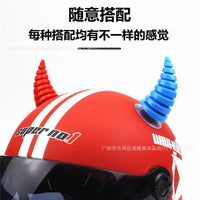 Motorcycle Helmet 3D Devil Horns Decoration with Suction Cup and Adhesive