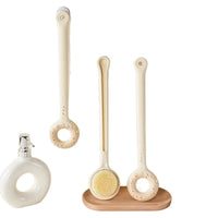 Donut Back Scrubber with Long Handle, Soft Bristle Bath Brush for Exfoliation and Deep Cleaning