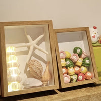 3D Shadow Box Display Frame for Collectibles and Photos, Wooden Tabletop Decor